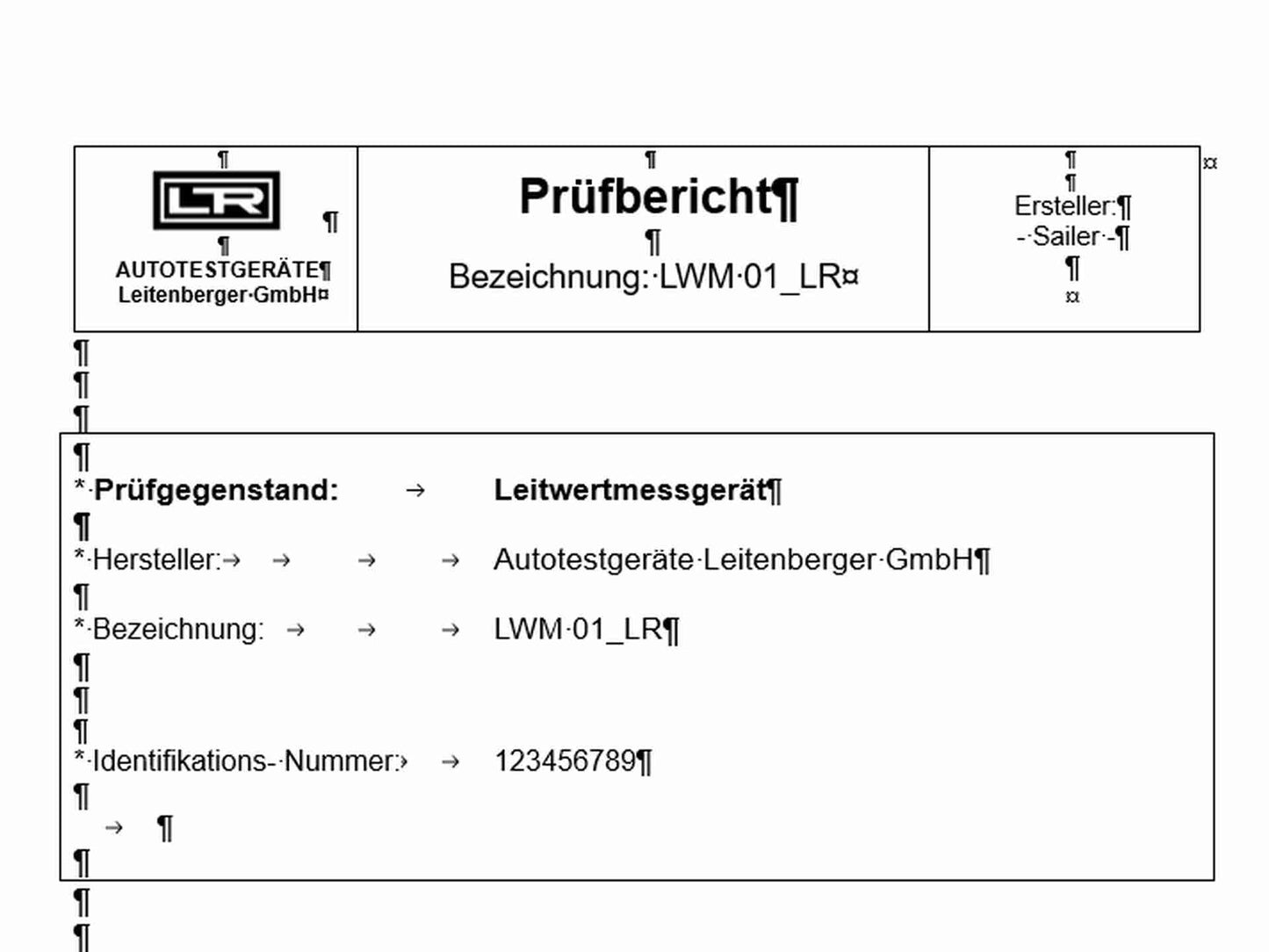 Werkskalibrierzeugnis für Leitwertmessgerät LWM 01_LR