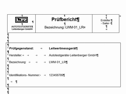 Werkskalibrierzeugnis für Leitwertmessgerät LWM 01_LR